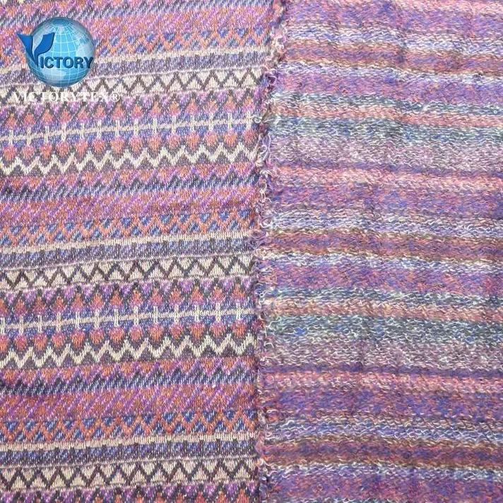 針織緯編服裝面料 探索16s全棉精梳七彩色織大提花法國法式毛圈布的獨(dú)特魅力